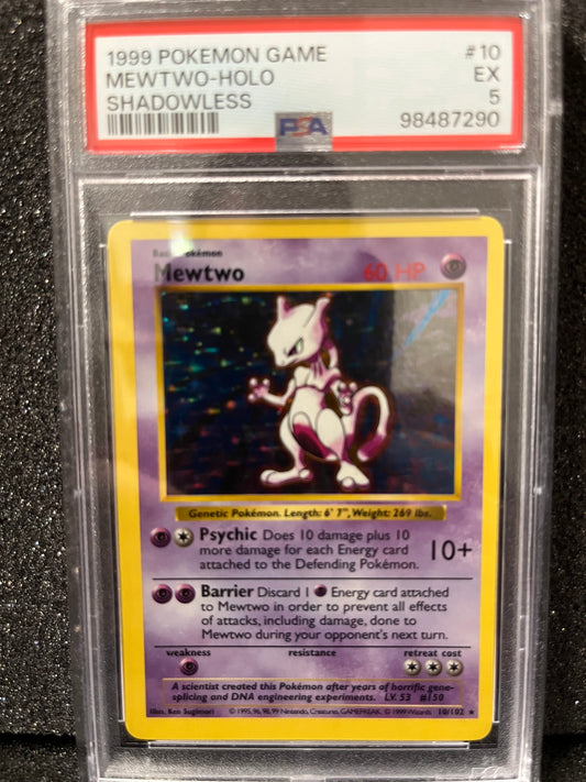 1999 Base Shadowless Mewtwo - PSA 5